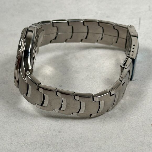 Pulsar Watch Mens 38mm Date Blue Dial Silver Tone 8" Rotating Bezel New Battery - Picture 7 of 10